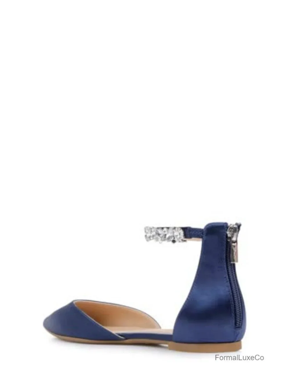 Satin Ballet Flats with Ankle Strap and Padded Insole